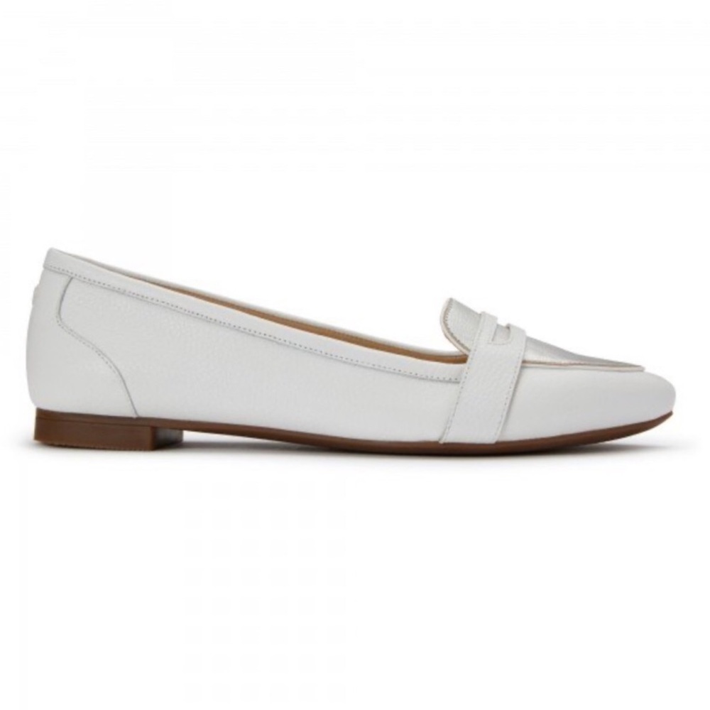VIONIC SAVANNAH LEATHER FLATS LOAFERS WHITE